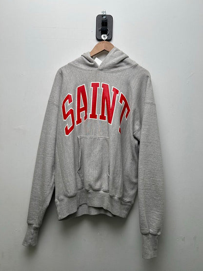 Preowned Saint Micheal Grey Red Saint Hoodie Sz.Medium