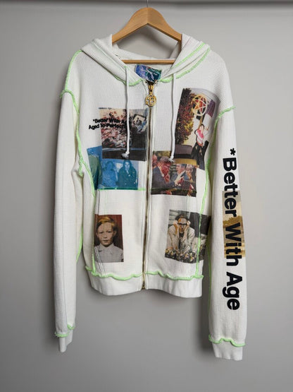 New Better With Age White Ricky Waffle Zip Up Sz. M
