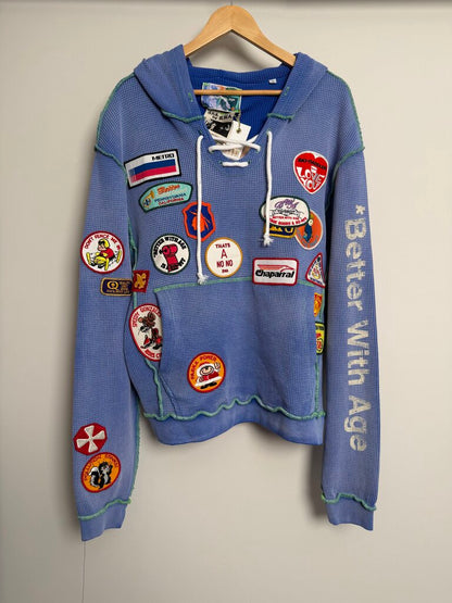 New Better With Age Blue Gentleman's Waffle Zip Up Sz. L