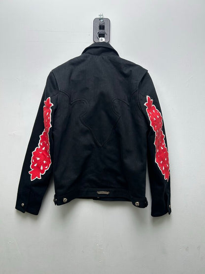 Chrome Hearts Floral Cross Patch Black Denim Jacket Sized Small