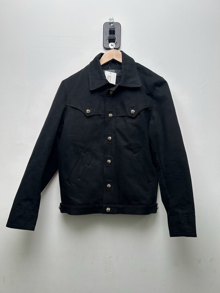 Chrome Hearts Floral Cross Patch Black Denim Jacket Sized Small