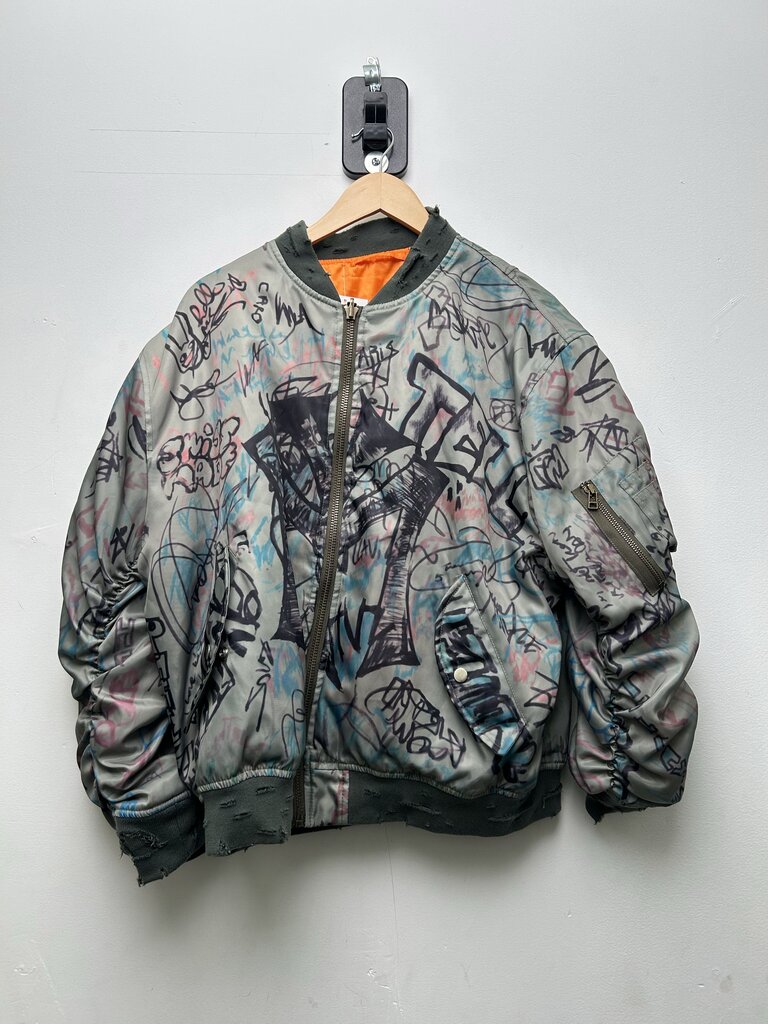 Preowned Mowalola Graffiti Bomber Jacket Size Medium