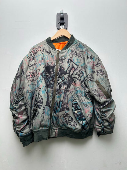 Preowned Mowalola Graffiti Bomber Jacket Size Medium
