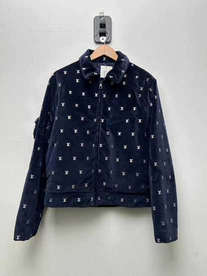 Preowned Louis Vuitton Navy Velvet Monogram Jacket Size 46
