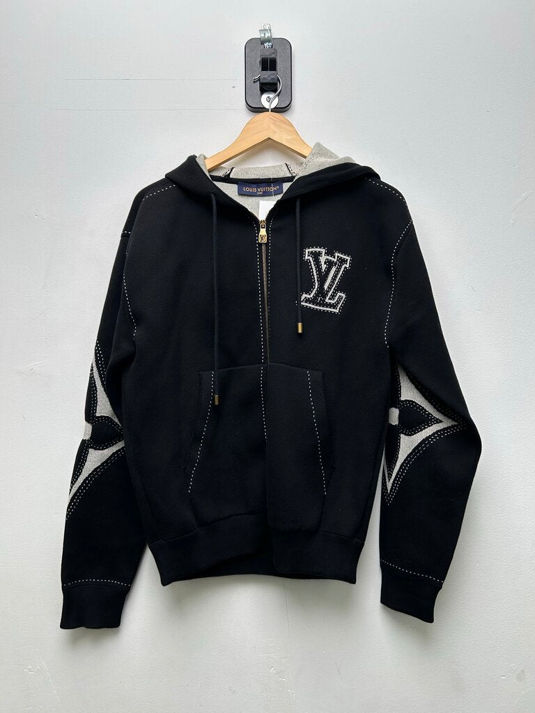 Preowned Louis Vuitton Black Monogram Flower Zip Size Small