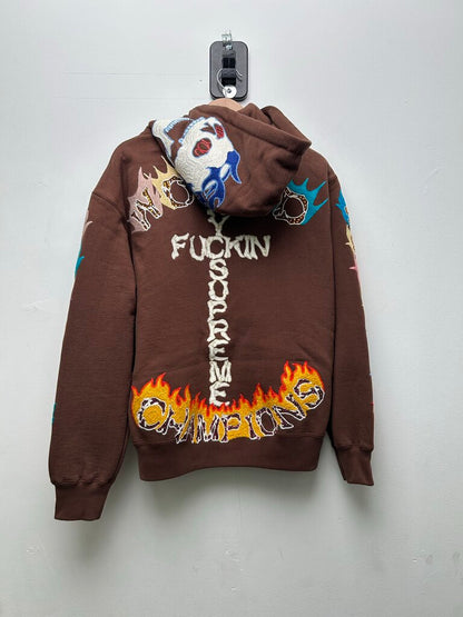 New Supreme Brown Fuck You Zip Up Sz.Small