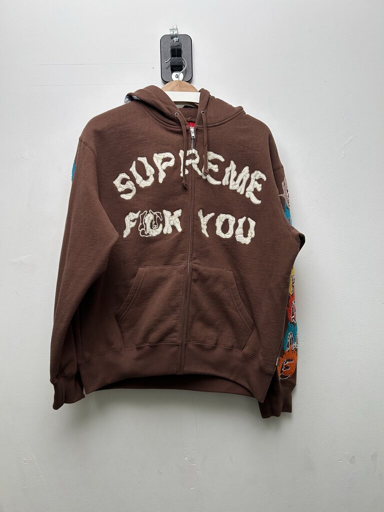 New Supreme Brown Fuck You Zip Up Sz.Small