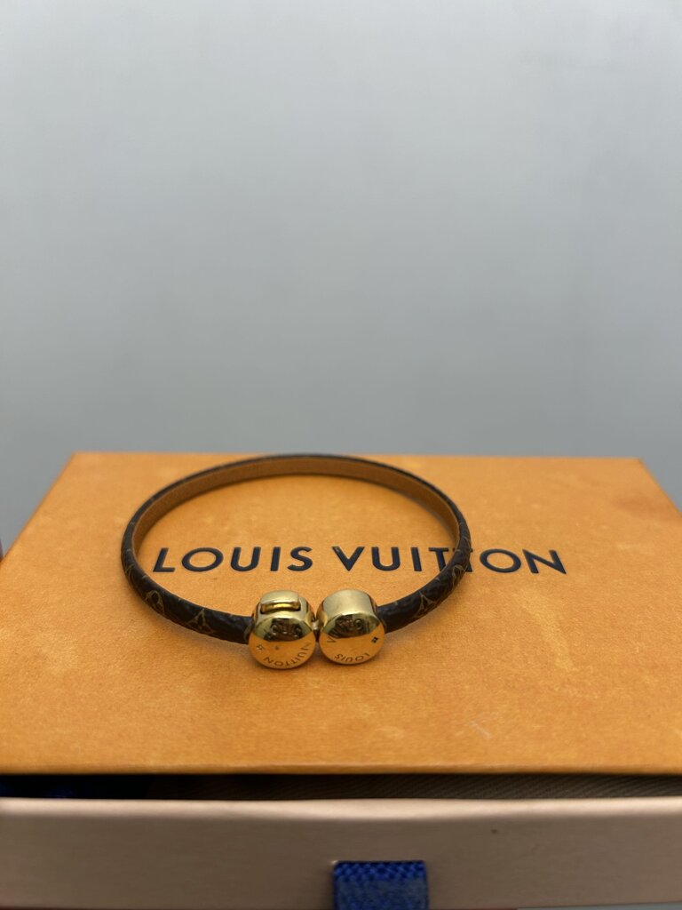 Preowned Louis Vuitton Gold Clasp Brown Rope Bracelet