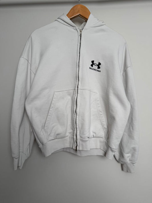 Preowned Balenciaga White Under Armor Zip Hoodie size S