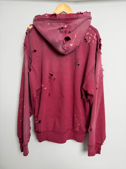 Satoshi Nakamoto Distressed Burgundy Zip Up size S(Fits L/XL)