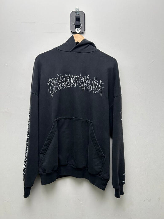 Preowned Balenciaga White Logo Hoodie sz.1