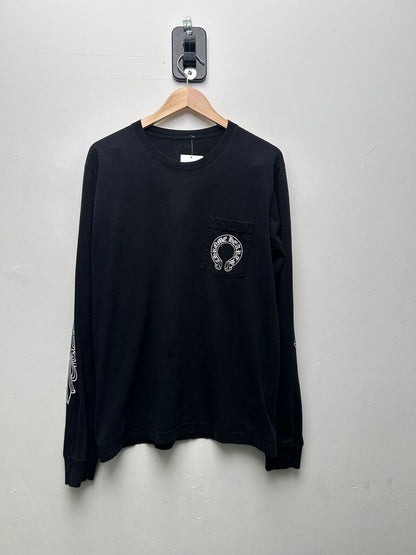 Preowned Chrome Hearts White Floral Arm Black Longsleeve sz.L