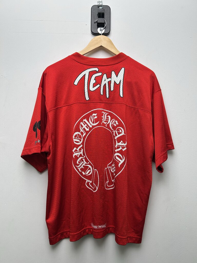 Preowned Chrome Hearts Red Matty Boy Mesh Short Sleeve Jersey sz.L
