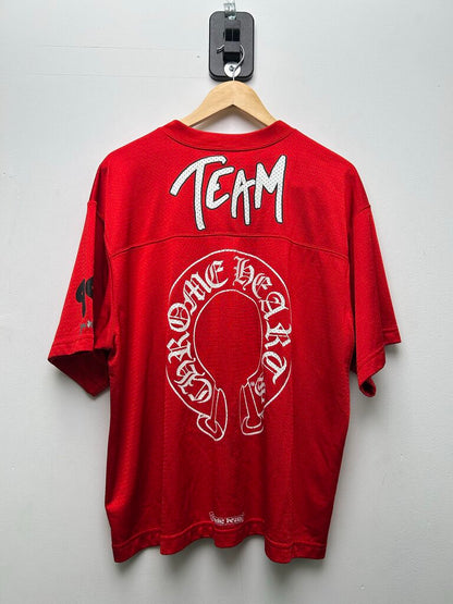 Preowned Chrome Hearts Red Matty Boy Mesh Short Sleeve Jersey sz.L