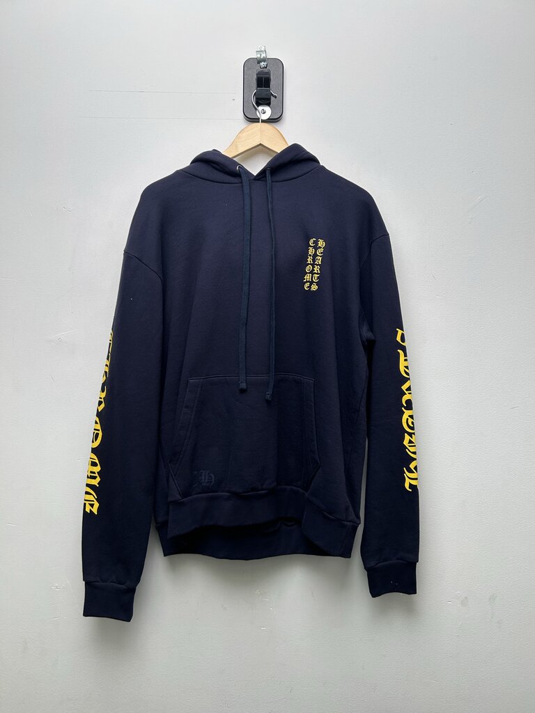 Preowned Chrome Hearts Yellow Arm Logo Navy Hoodie sz.M