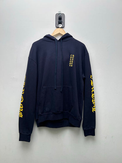 Preowned Chrome Hearts Yellow Arm Logo Navy Hoodie sz.M