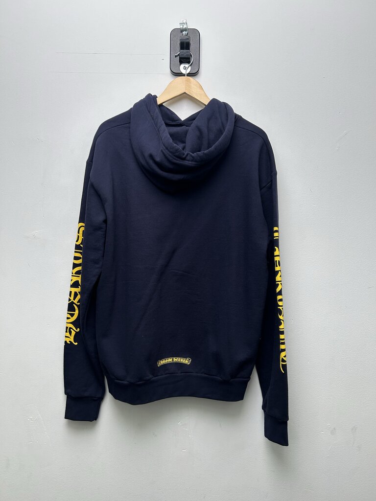 Preowned Chrome Hearts Yellow Arm Logo Navy Hoodie sz.M