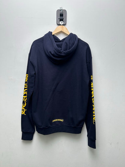 Preowned Chrome Hearts Yellow Arm Logo Navy Hoodie sz.M