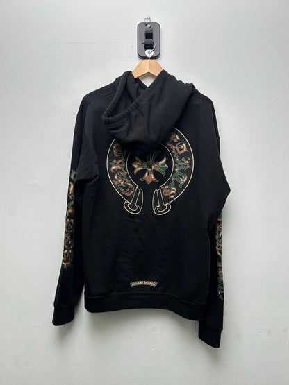Preowned Chrome Hearts Camo King Taco Camo Horseshoe Black Hoodie sz.M