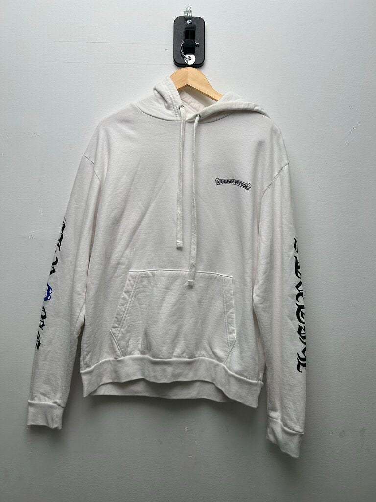 Preowned Chrome Hearts Blue Rollingstone Back Logo White Hoodie sz.M