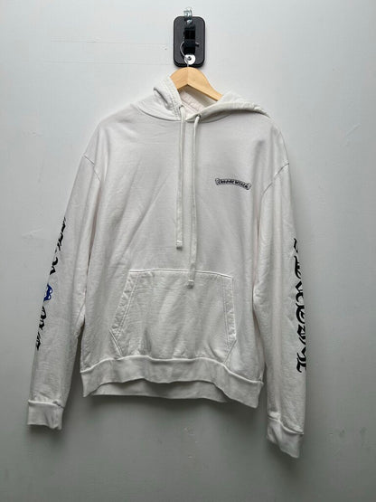 Preowned Chrome Hearts Blue Rollingstone Back Logo White Hoodie sz.M