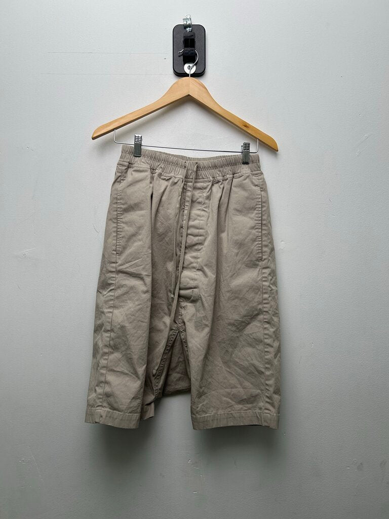 Preowned Rick Owens Pearl Tan Drop Canvas Shorts Sz.34
