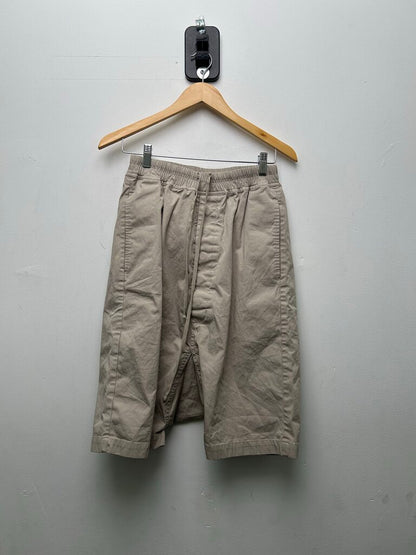 Preowned Rick Owens Pearl Tan Drop Canvas Shorts Sz.34