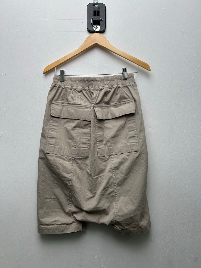 Preowned Rick Owens Pearl Tan Drop Canvas Shorts Sz.34