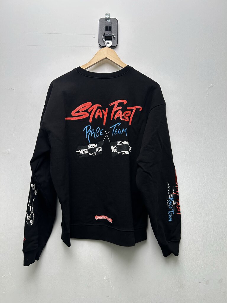 Preowned Chrome Hearts Black Matty Boy Stay Fast Crewneck Sz.Large