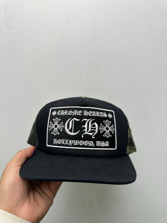 Preowned Chrome Hearts CH Black Camo Trucker