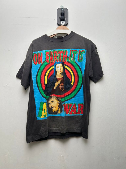 Preowned Saint Michaels A War Jesus Multicolor Black Tee sz.M