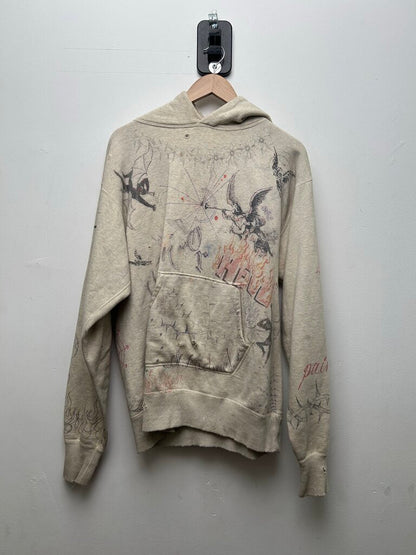 Preowned Saint Michaels AOP Graffiti Cream Hoodie sz.M