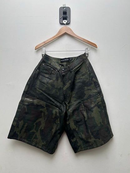 Preowned GV Gallery Camo Leather Double Knee Shorts sz.S