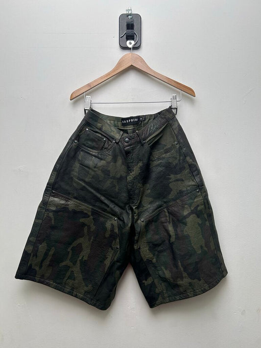 Preowned GV Gallery Camo Leather Double Knee Shorts sz.S