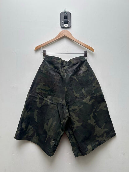 Preowned GV Gallery Camo Leather Double Knee Shorts sz.S