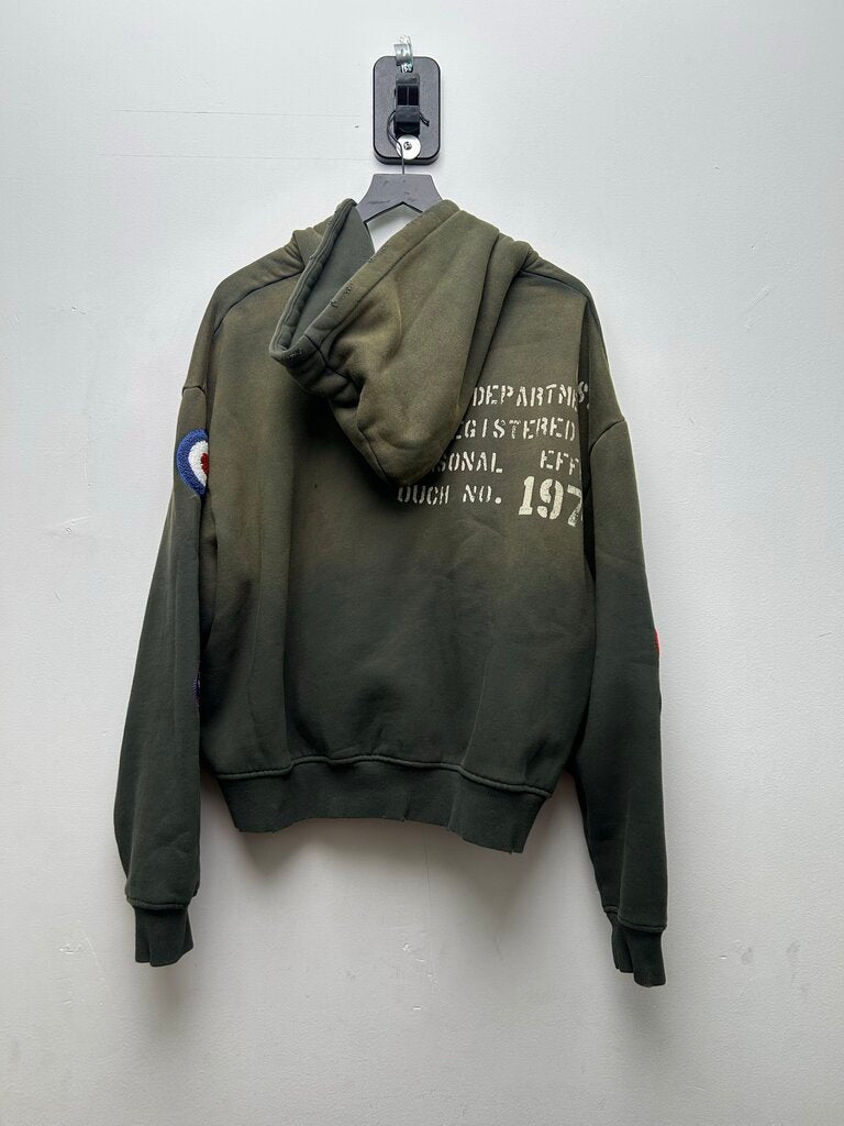 Preowned 74 Is War Olive Green Zip Hoodie sz.M