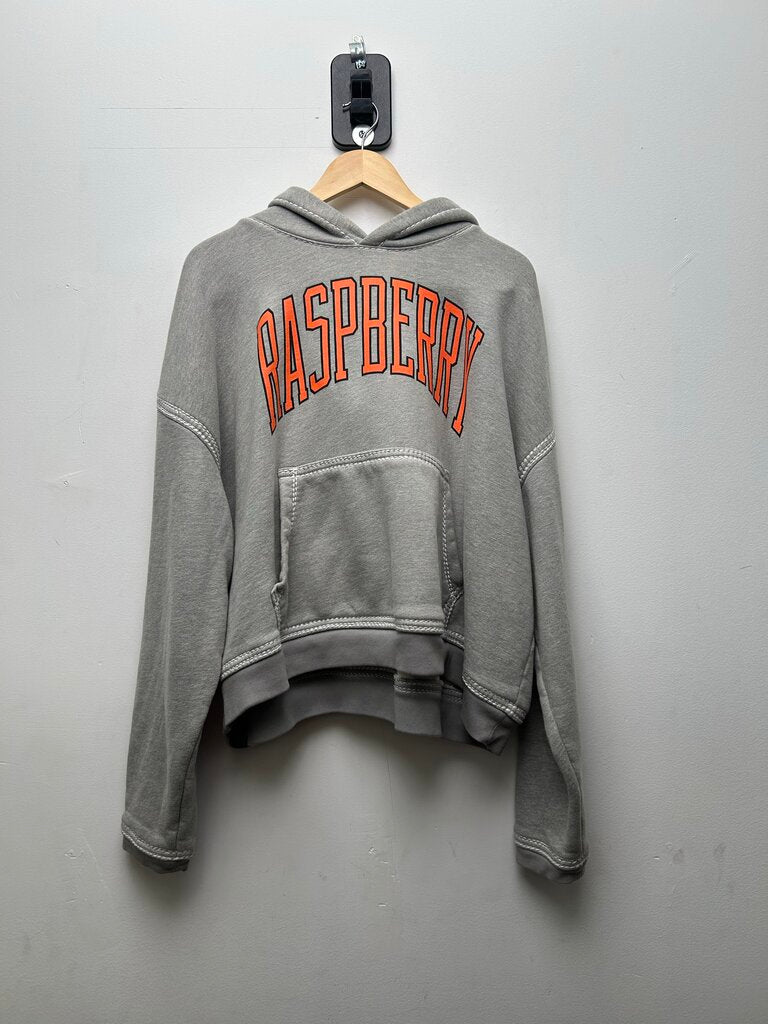 Preowned Gv Gallery Grey Orange Spellout Hoodie Sz.XL