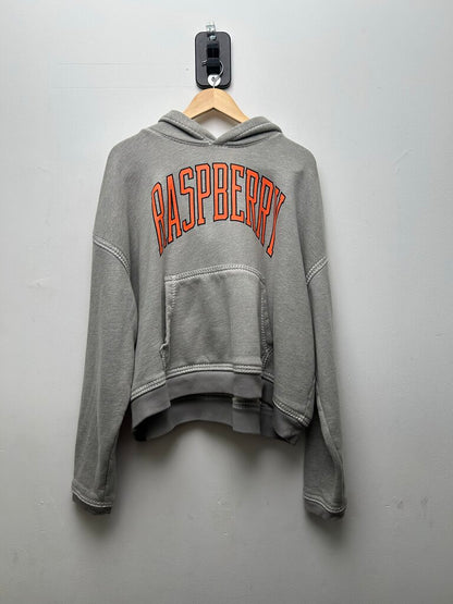 Preowned Gv Gallery Grey Orange Spellout Hoodie Sz.XL