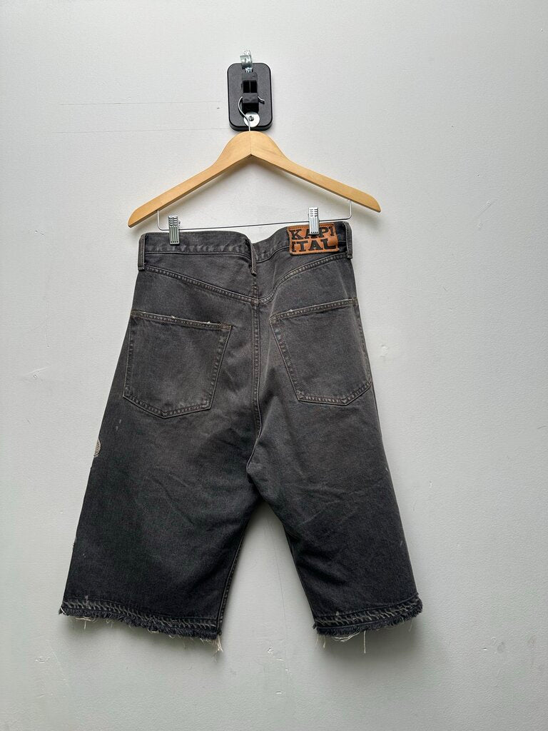 Preowned Kapital Black Washed Bone Shorts Sz.32