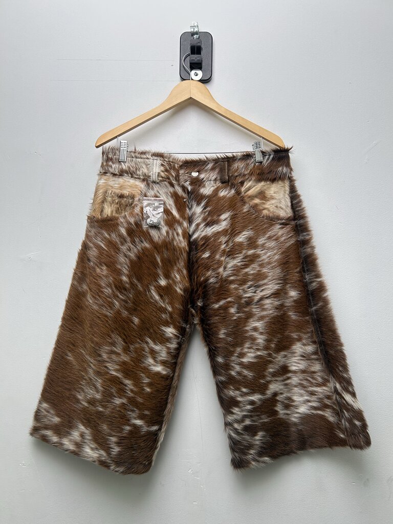 New NYRVA White Brown Mohair Shorts Size 30