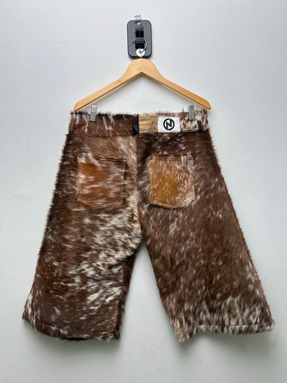New NYRVA Mohair Brown Black Shorts Size 32