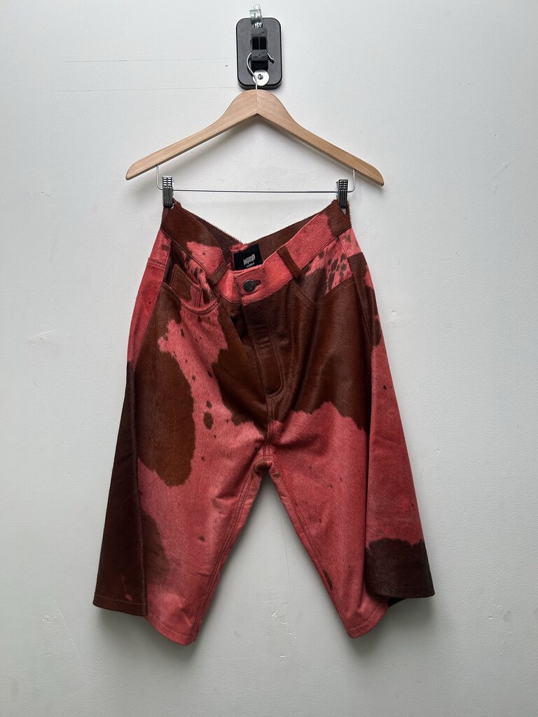 New NYRVA Cowhide Pink Brown Shorts Size 34