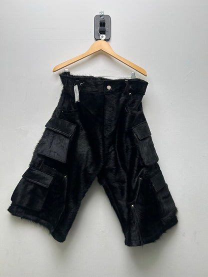 New NYRVa Black Mohair Cargo Shorts Size 36
