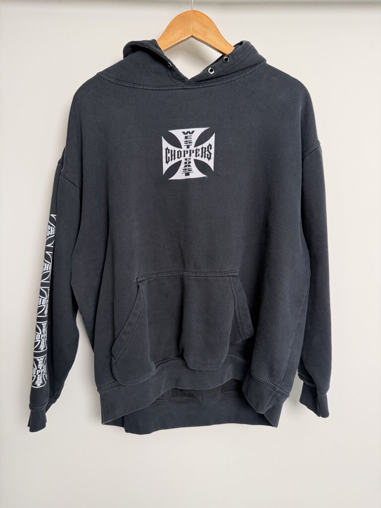 Preowned Vintage West Cost Choppers Black Long Beach Hoodie size M/L