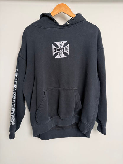 Preowned Vintage West Cost Choppers Black Long Beach Hoodie size M/L