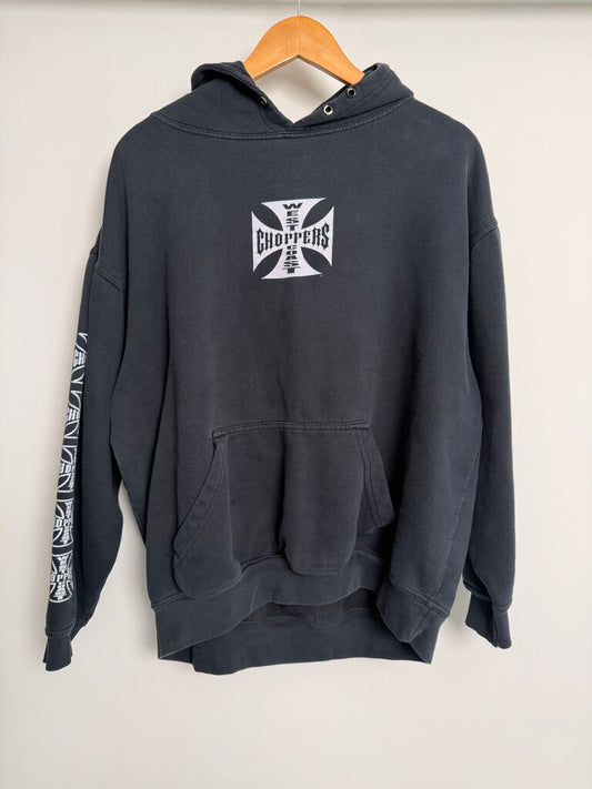 Preowned Vintage West Cost Choppers Black Long Beach Hoodie size M/L