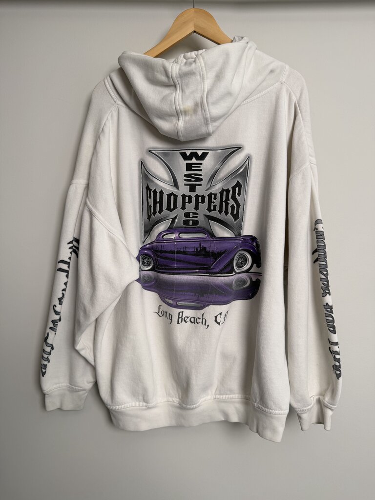 Preowned Vintage West Cost Choppers White Long Beach Hoodie size XL