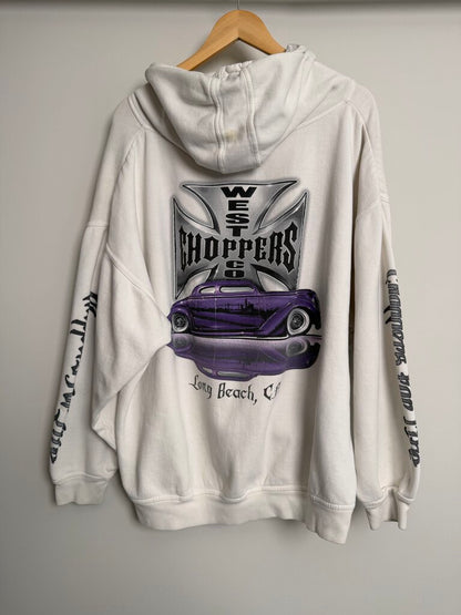 Preowned Vintage West Cost Choppers White Long Beach Hoodie size XL