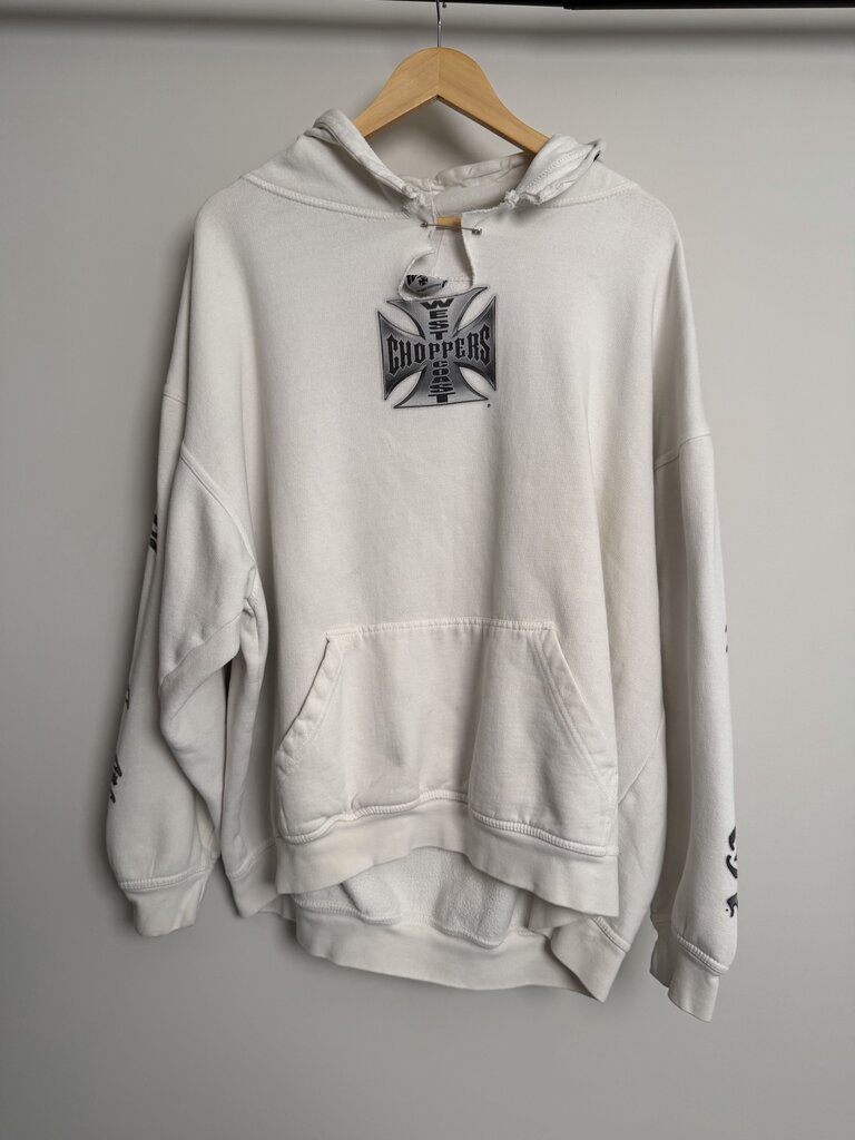 Preowned Vintage West Cost Choppers White Long Beach Hoodie size XL