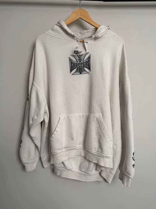 Preowned Vintage West Cost Choppers White Long Beach Hoodie size XL